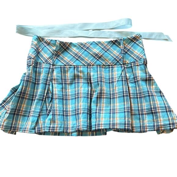 Necessary Objects Dresses & Skirts - 90s Y2K Vintage Pleated Mini Skirt Plaid Brown Blue White Small – Ribbon